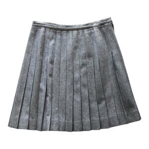Vintage Weathervane Heather Gray Pleated Mini Skirt Pure Wool Women's Size 14